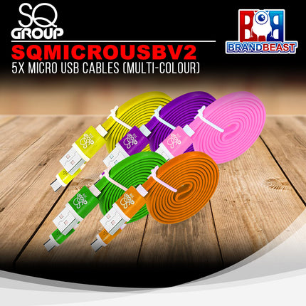 SQ Group SQMICROUSBV2 5x Micro USB Cables (Multi-Colour)