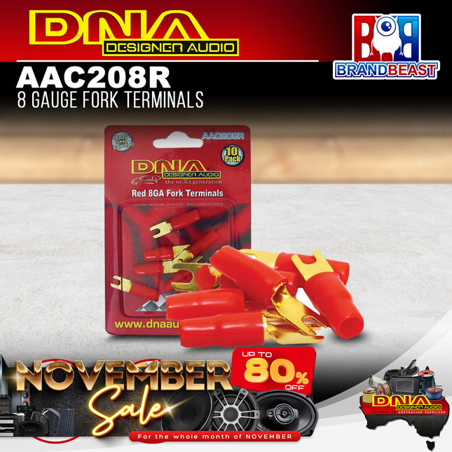 DNA AAC208R 8 Gauge Fork Terminals - 10 Pieces