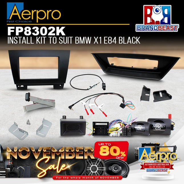 Aerpro FP8302K Double DIN Headunit Installation Kit Suit BMW X1 E84 - Black