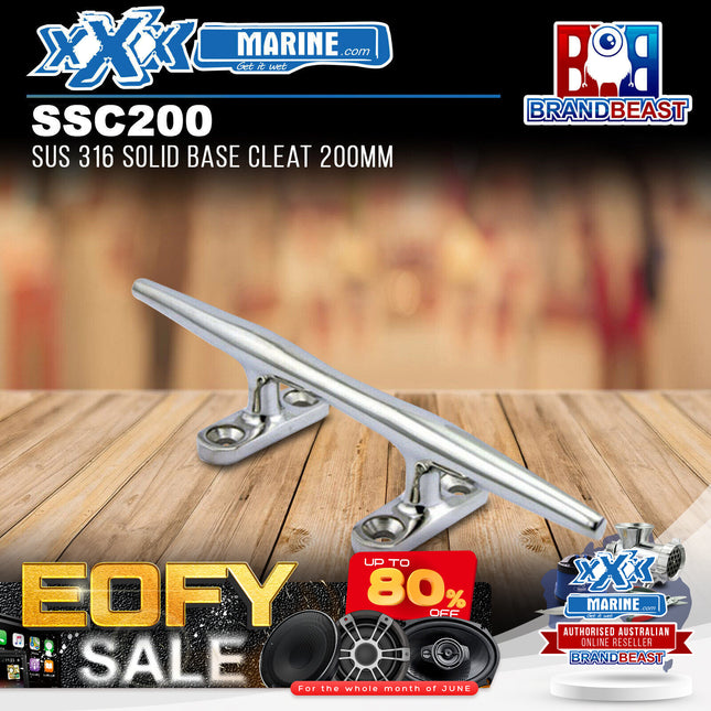 XXX Marine SSC200 Sus 316 Solid Base Cleat 200mm