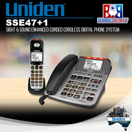 Uniden SS E47 + 1 Sight & Sound Enhanced Corded and Cordless Digital Phone System