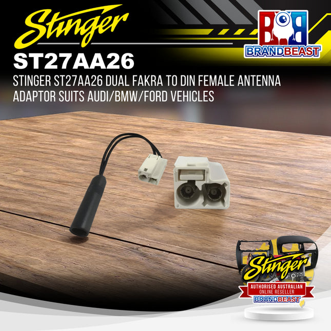 Stinger ST27AA26 Dual Fakra To DIN Female Antenna Adaptor Suits Audi/BMW/Ford Vehicles