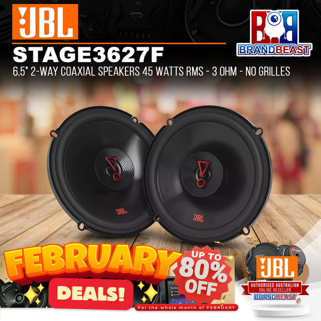 JBL Stage3 627F 6.5" 2-Way Coaxial Speakers 45 Watts RMS - 3 Ohm - No Grilles