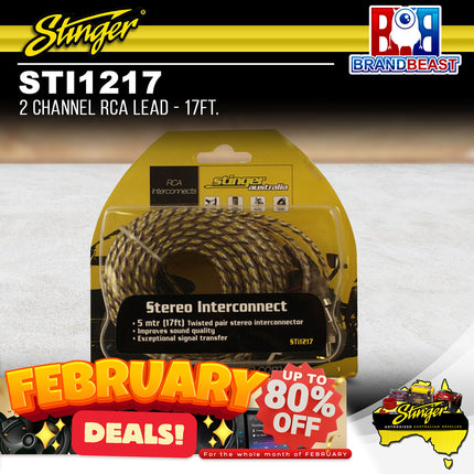 Stinger STI1217 2 Channel RCA Lead - 17Ft.