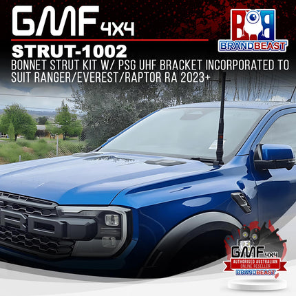 GMF4X4 STRUT-1002 Bonnet Strut Kit w/ PSG UHF Bracket Incorporated To Suit Ranger/Everest/Raptor RA 2023+