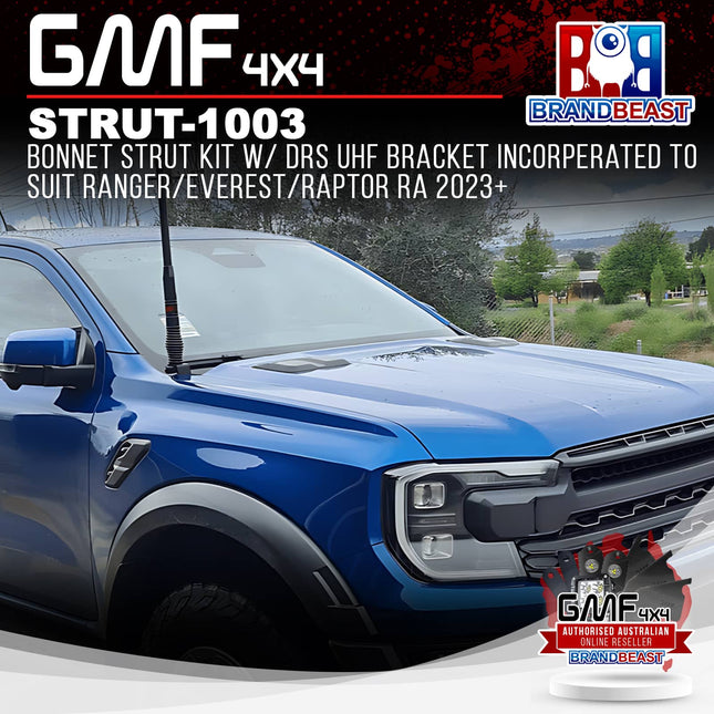 GMF4x4 STRUT-1003 Bonnet Strut Kit w/ DRS UHF Bracket Incorperated To Suit Ranger/Everest/Raptor RA 2023+