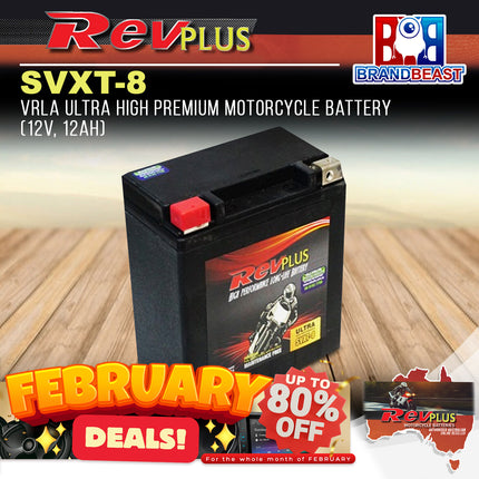 RevPLUS SVXT-8 VRLA Ultra High Premium Motorcycle Battery (12V, 12Ah)