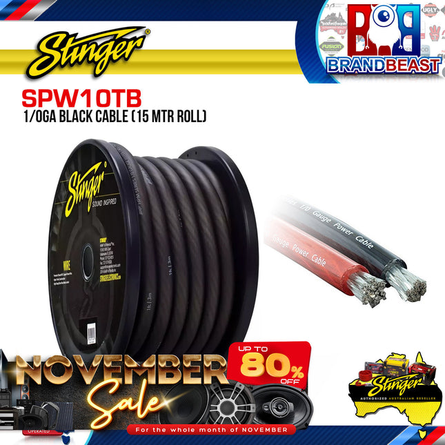 Stinger SPW10TB 15 Meter Roll 1/0GA Black Cable