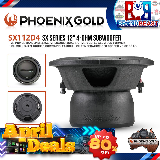 Phoenix Gold Sx112d4 400w Rms Dual 4 Ohm 12in. Subwoofer