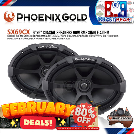 Phoenix Gold SX69CX SX Series 6 x 9" 180W Coaxial Speaker - Pair