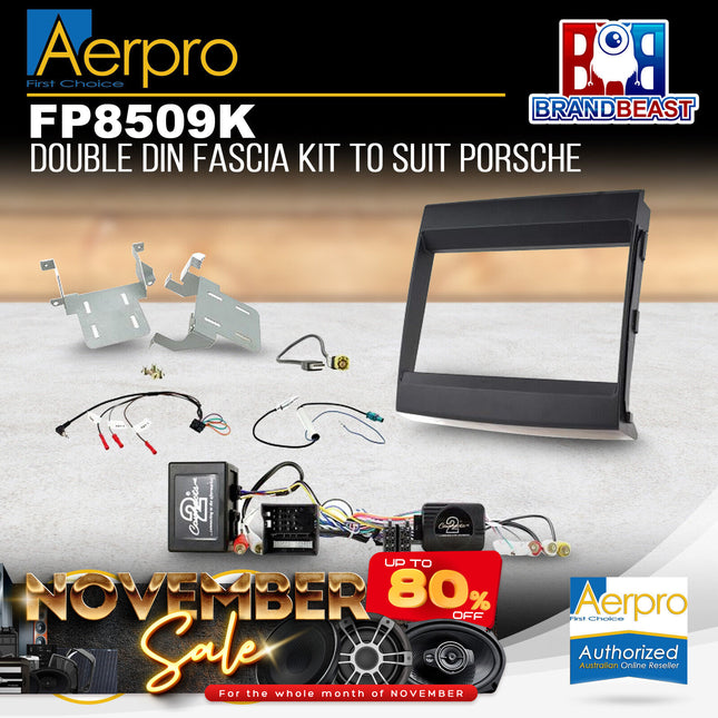 Aerpro FP8509K 2DIN Matte Black Install Kit For Porsche Cayenne (Bose Amplified)