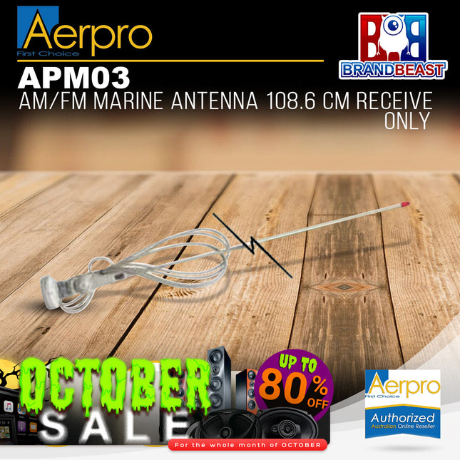 Aerpro APM03 108.6cm AM/FM Marine Antenna Receive Only