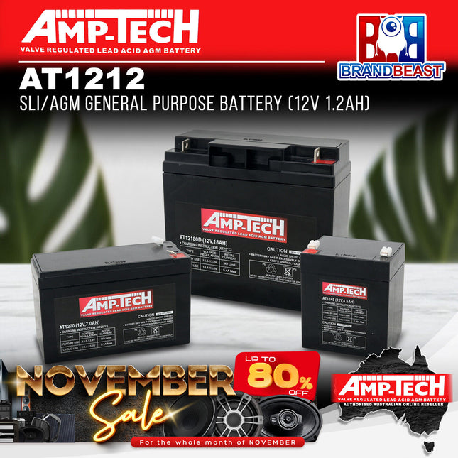 Amp-Tech AT1212 SLI/AGM General Purpose Battery (12V 1.2Ah)