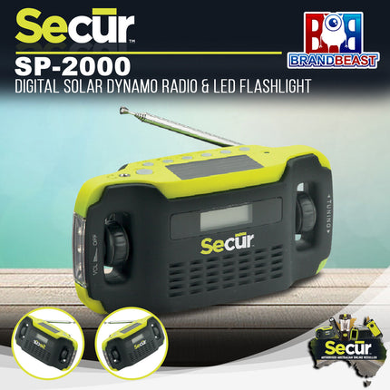 Secur SP-2000 Digital Solar Dynamo Radio & LED Flashlight