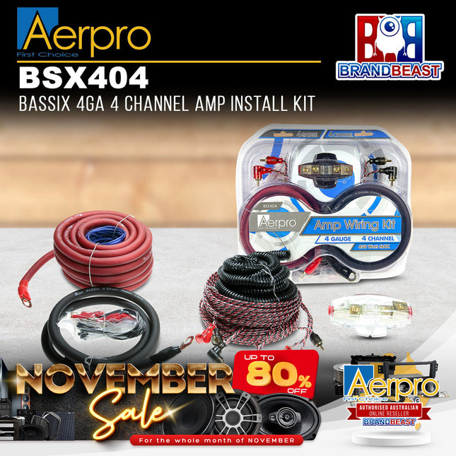 Aerpro BSX404 Bassix 4GA 650W 4-Channel Amplifier Install Wiring Kit