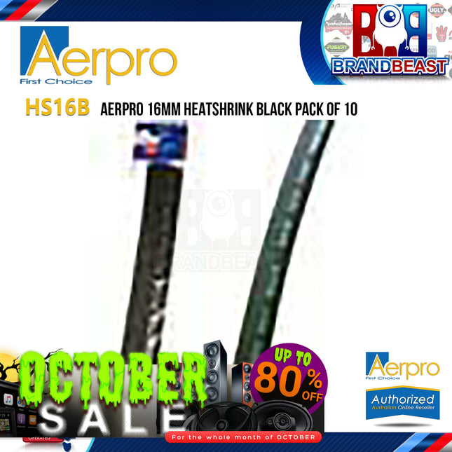Aerpro HS16B 16mm Heatshrink Black Pack of 10pcs x 30cm