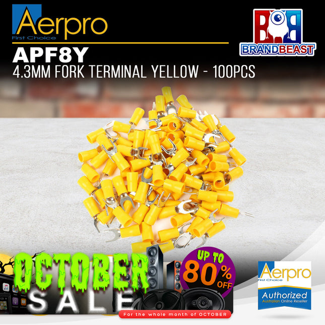 Aerpro APF8Y 4.3mm Fork Terminal Yellow - 100pcs