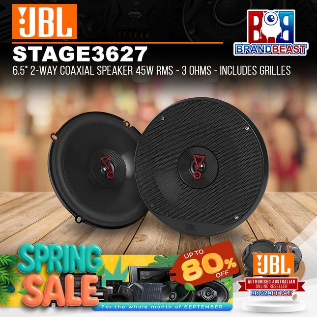 JBL STAGE3 627 6.5" 2-Way Coaxial Speaker 45W RMS - 3 Ohms - Includes Grilles
