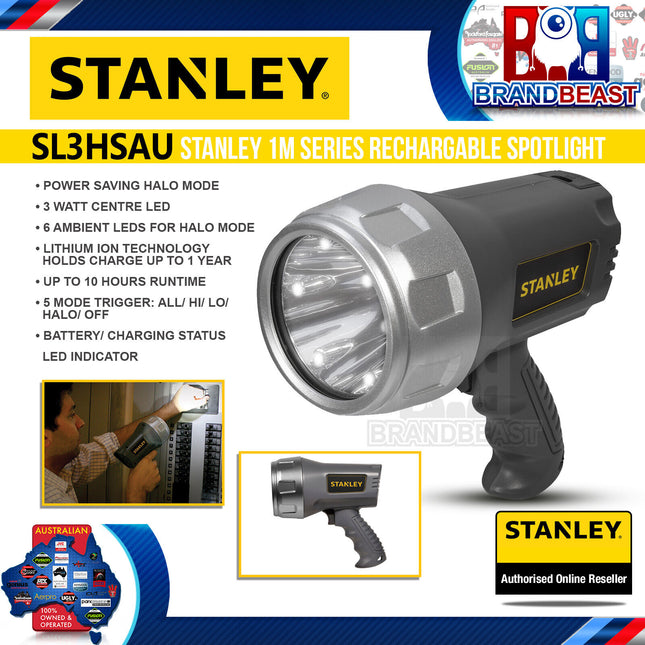 Stanley SL3HSAU 3W LED Rechargeable Spotlight with Halo Power Saving Mode