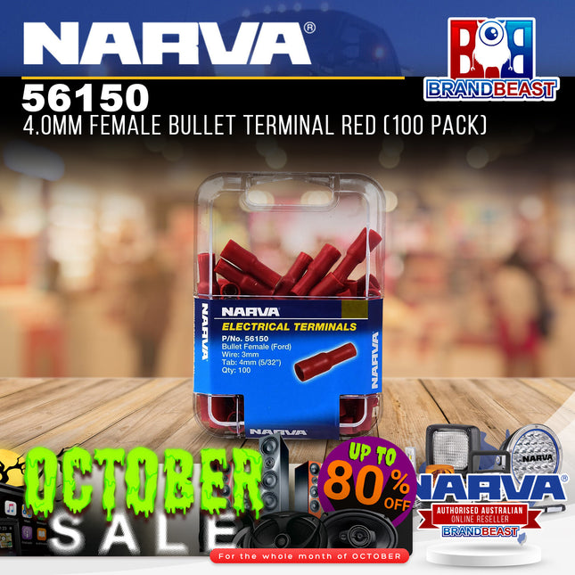Narva 56150 4.0MM Female Bullet Terminal Red (100 Pack)