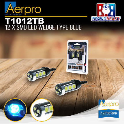 Aerpro T1012TB 12X Super SMD LED T10 Wedge Type Globe Blue