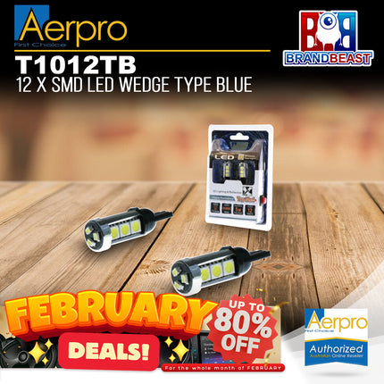 Aerpro T1012TB 12X Super SMD LED T10 Wedge Type Globe Blue