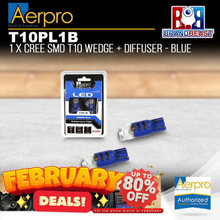 Aerpro T10PL1B 1x Cree SMD T10 Wedge + Diffuser - Blue