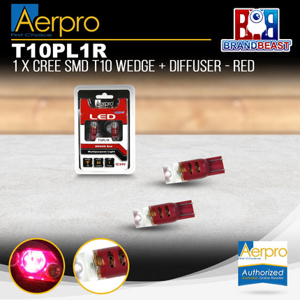 Aerpro T10PL1R 1x CREE SMD T10 Wedge + Diffuser - Red