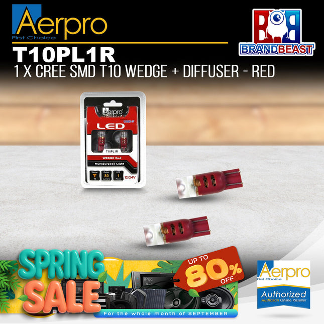 Aerpro T10PL1R 1x CREE SMD T10 Wedge + Diffuser - Red