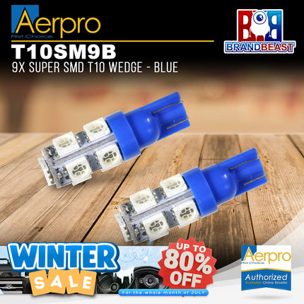 Aerpro T10SM9B 9x Super SMD T10 Wedge - Blue