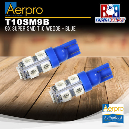 Aerpro T10SM9B 9x Super SMD T10 Wedge - Blue