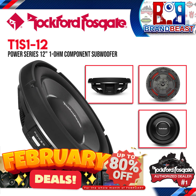 Rockford Fosgate T1S1-12 Power 12" T1 Slim Single 1-Ohm Subwoofer