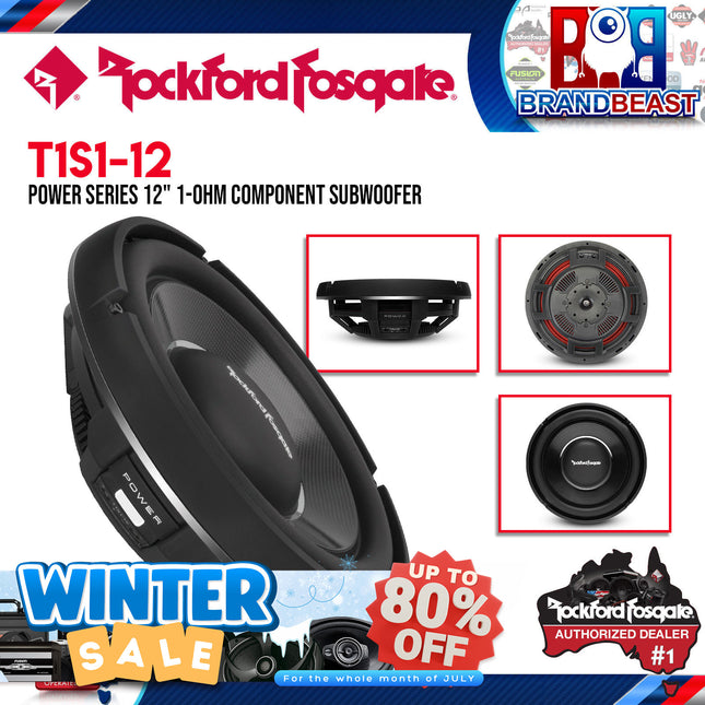 Rockford Fosgate T1S1-12 Power 12" T1 Slim Single 1-Ohm Subwoofer