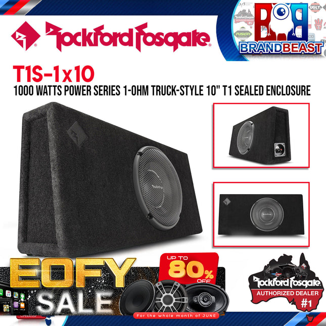 Rockford Fosgate T1S-1X10 Power Single 10” T1 Slim Sealed Loaded Enclosure