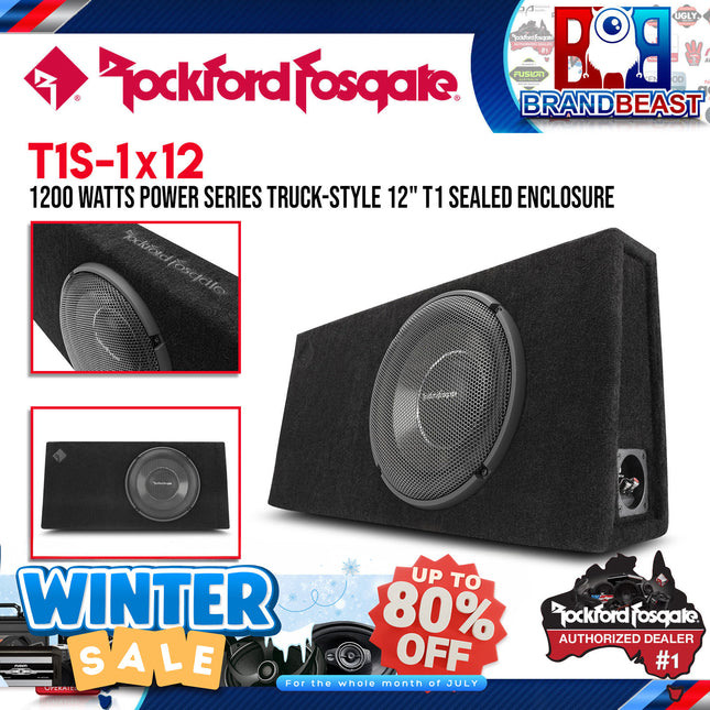 Rockford Fosgate T1S-1X12 Power Single 12" T1 Slim Sealed Loaded Enclosure
