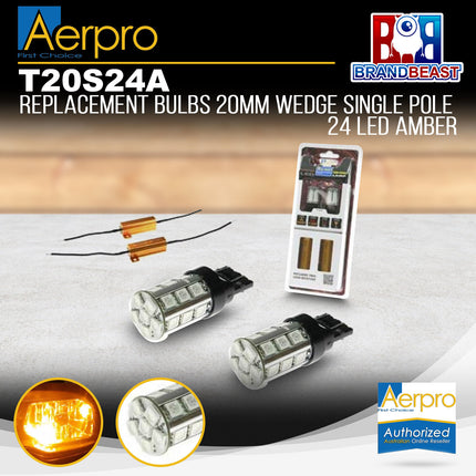 Aerpro T20S24A Replacement Bulb 20mm Wedge Single Pole 24 LED Amber