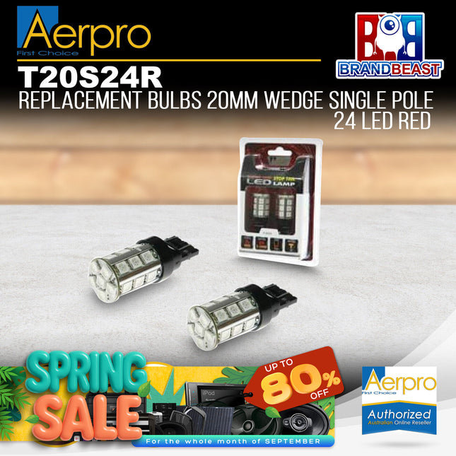 Aerpro T20S24R Replacement Bulb 20mm Wedge Single Pole 24 LED Red