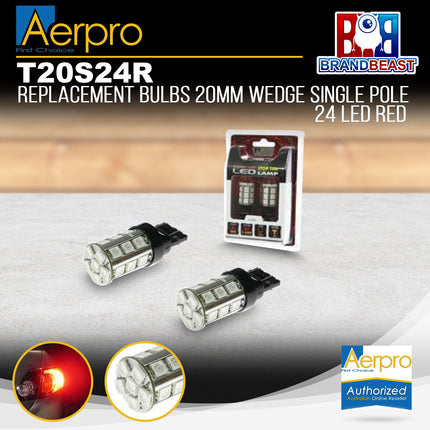 Aerpro T20S24R Replacement Bulb 20mm Wedge Single Pole 24 LED Red