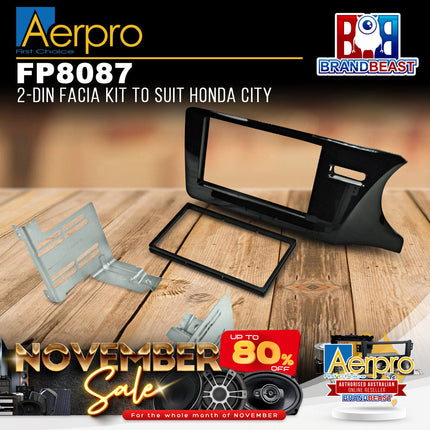 Aerpro FP8087 Double DIN Gloss Black Facia Kit Suit Honda City 2014 - ON