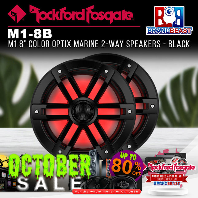 Rockford Fosgate M1-8B M1 8" Color Optix Marine 2-Way Speakers - Black