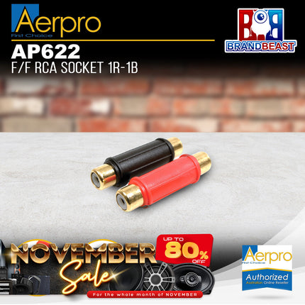 Aerpro AP622 Female to Female RCA Socket 1 Red / 1 Blue