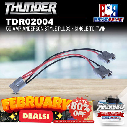 Thunder TDR02004 50 Amp Anderson Style Plugs - Single to Twin