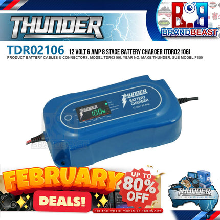 Thunder TDR02106 6A 8 Stage Pulse Battery Charger - 12V