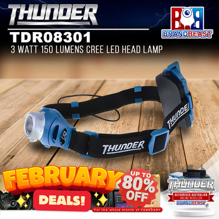 Thunder TDR08301 3W 150 Lumens Cree Round LED Head Lamp