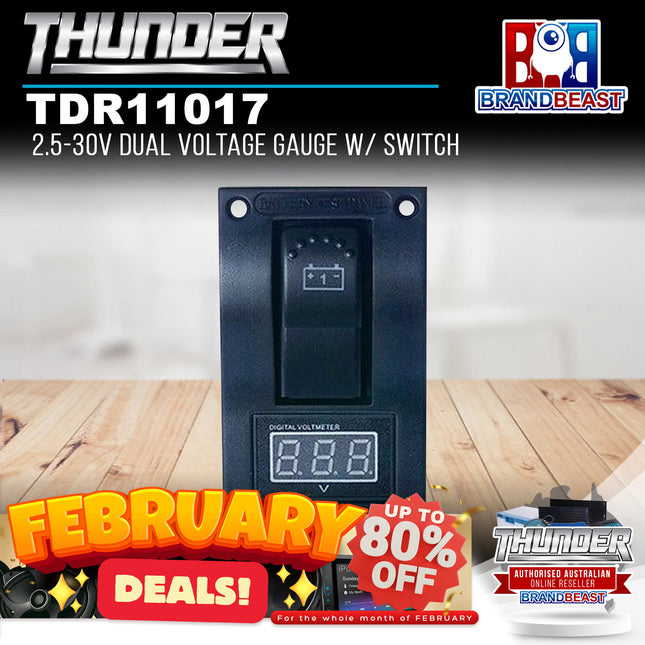 Thunder TDR11017 2.5-30V Dual Voltage Gauge w/ Switch