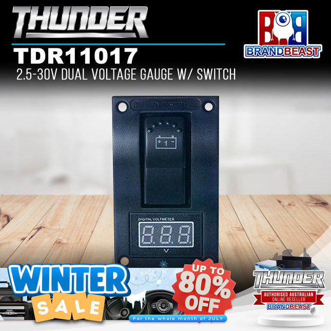 Thunder TDR11017 2.5-30V Dual Voltage Gauge w/ Switch