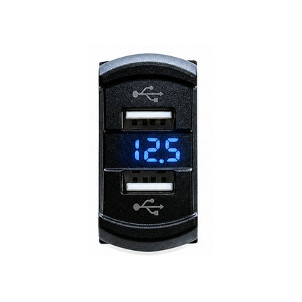 Thunder TDR11025 Dual USB Socket 2.1A Per USB - Panel Mount with Voltmeter