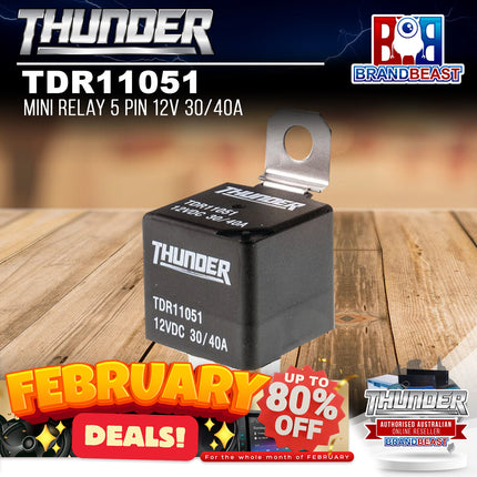 Thunder TDR11051 Mini Relay 5 Pin 12V 30/40A