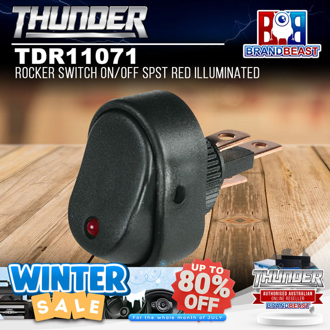 Thunder TDR11071 Rocker Switch On/Off SPST Red Illuminated