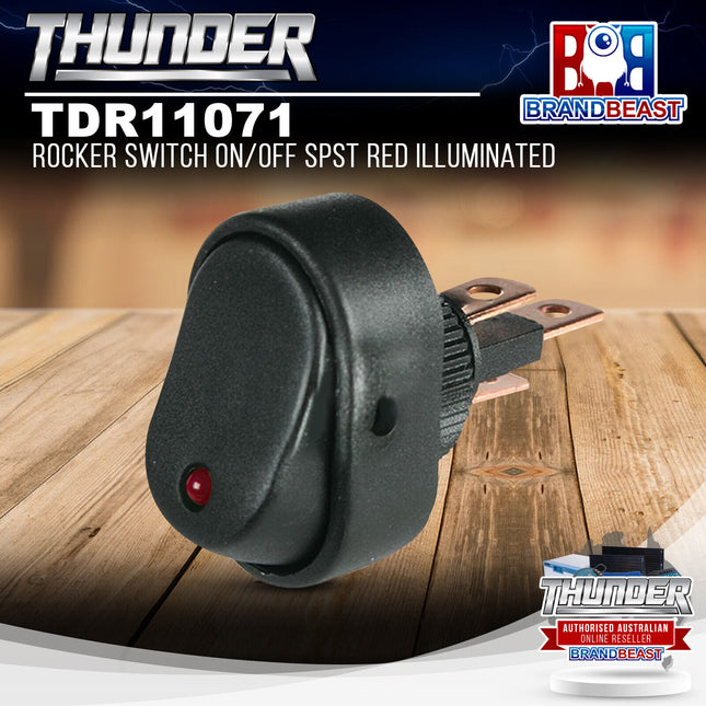 Thunder TDR11071 Rocker Switch On/Off SPST Red Illuminated